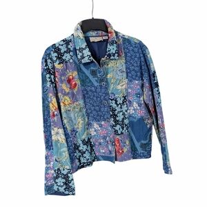 Casual Studio Vintage Patchwork Quilted Floral Jacket Blue XL